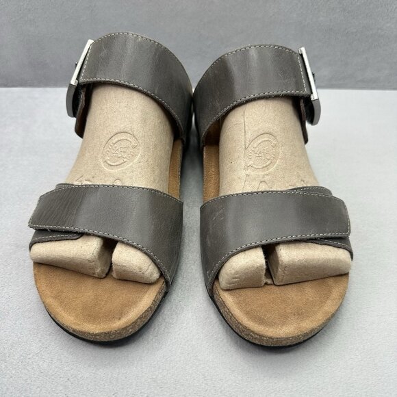 Taos My Dear Womens Size 9-9.5 (EU 40) Sandals Gray Adjustable Slides Cork Wedge - Picture 2 of 8